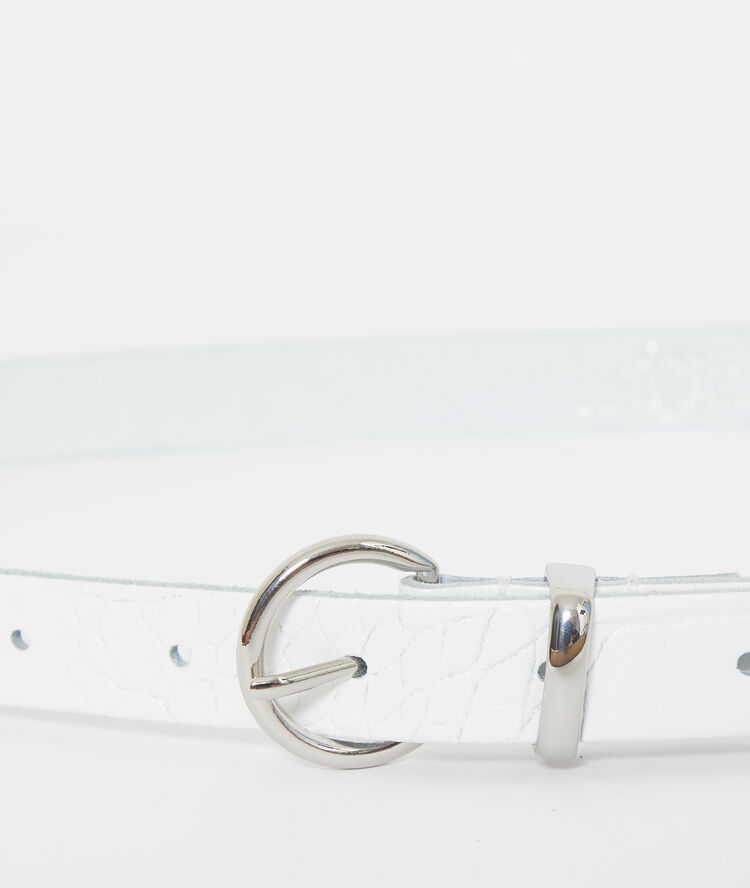 Ceinture effet croco en cuir blanc.