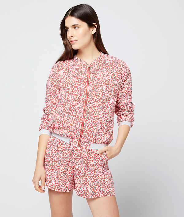 Bomber à imprimé fleuri carmin.