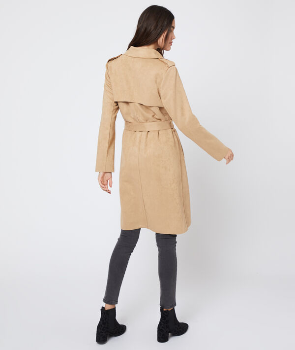 Manteau ceinturé effet daim Manteau ceinturé effet daim