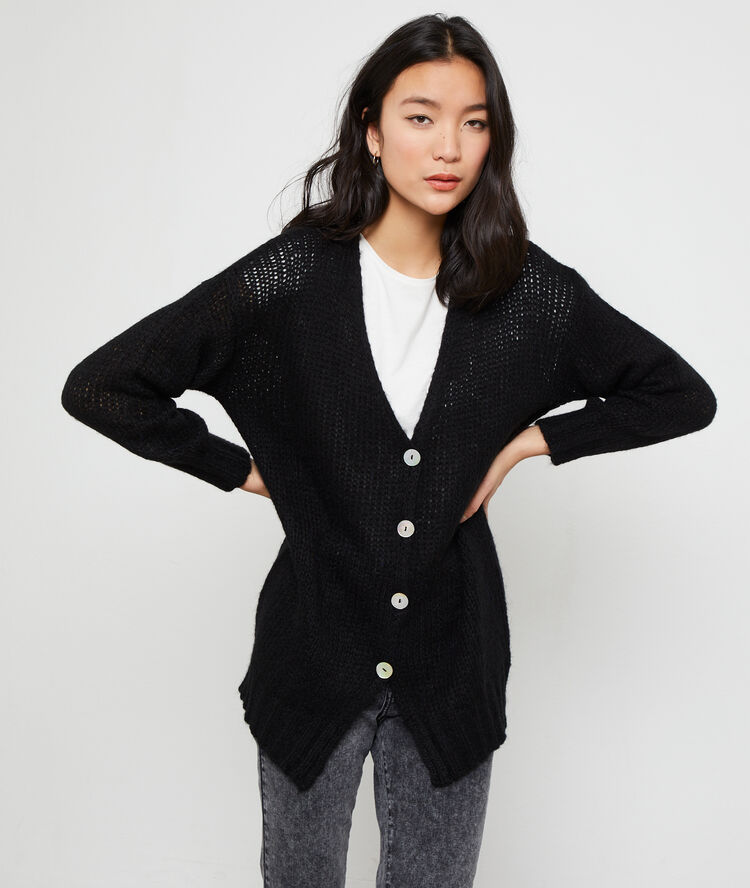 Gilet italien en grosse maille noir.