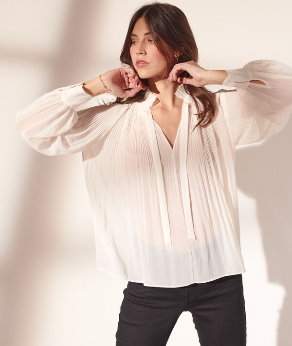 Blouse plissée, col à volants Blouse plissée, col à volants
