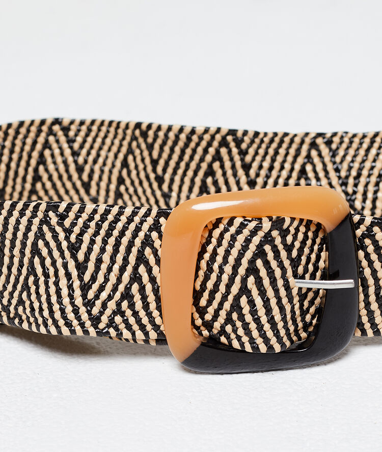 Ceinture large tressée noir.