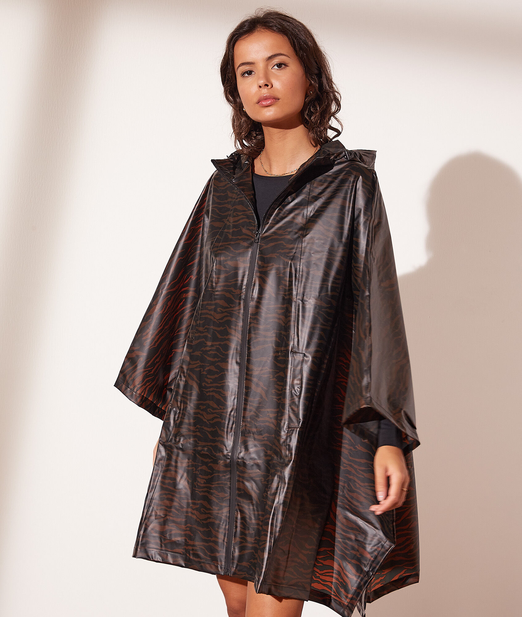 Cape imperméable imprimée zèbre - Lovina - TU - Noir - Femme - Etam