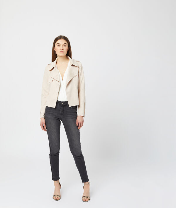 Veste biker effet daim Veste biker effet daim