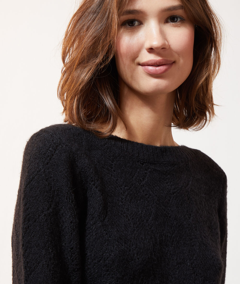 Pull en maille pointelle noir.