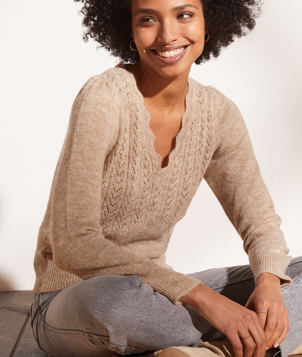 Pull pointelle col v Pull pointelle col v