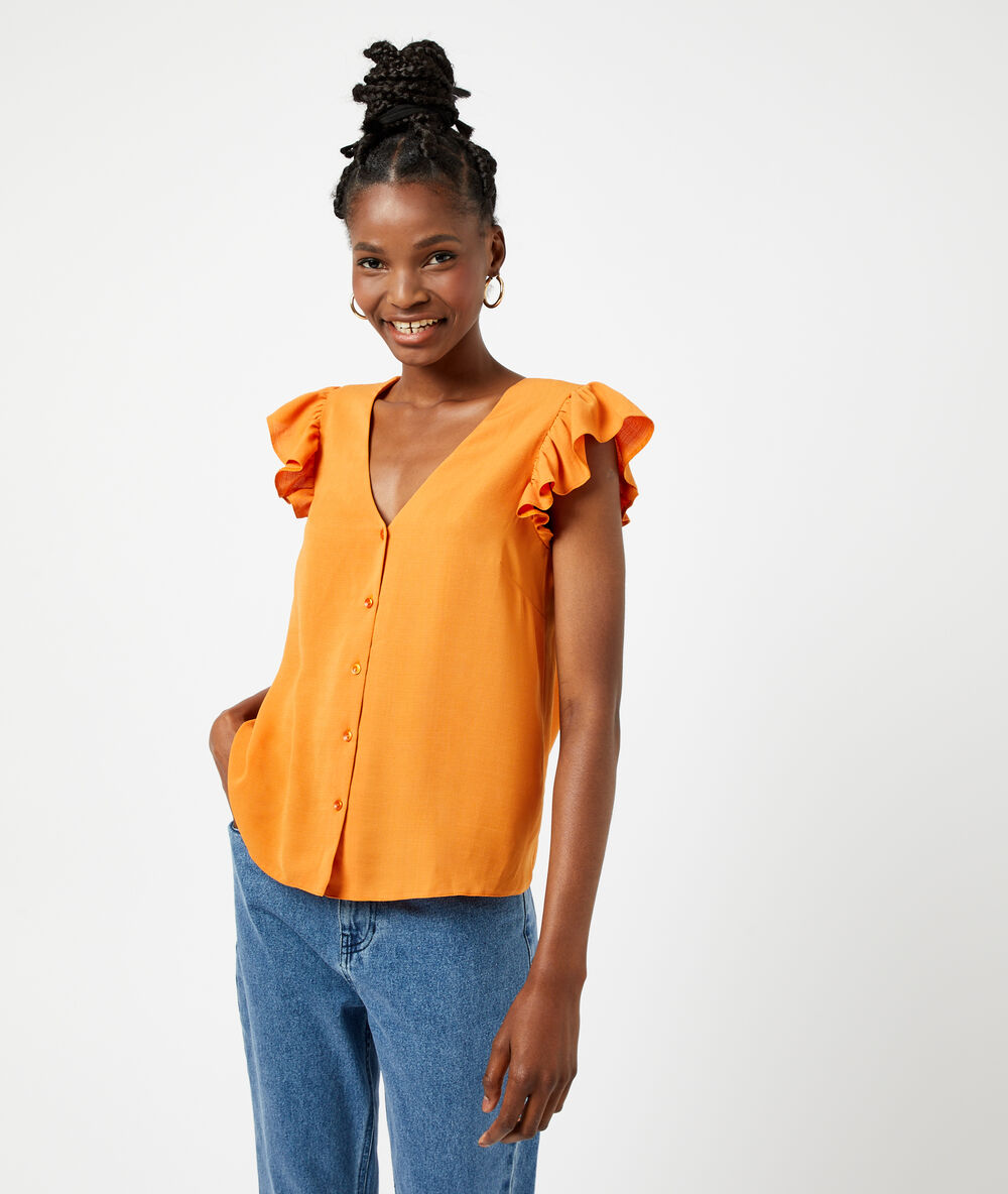 Blouse à volants safran.