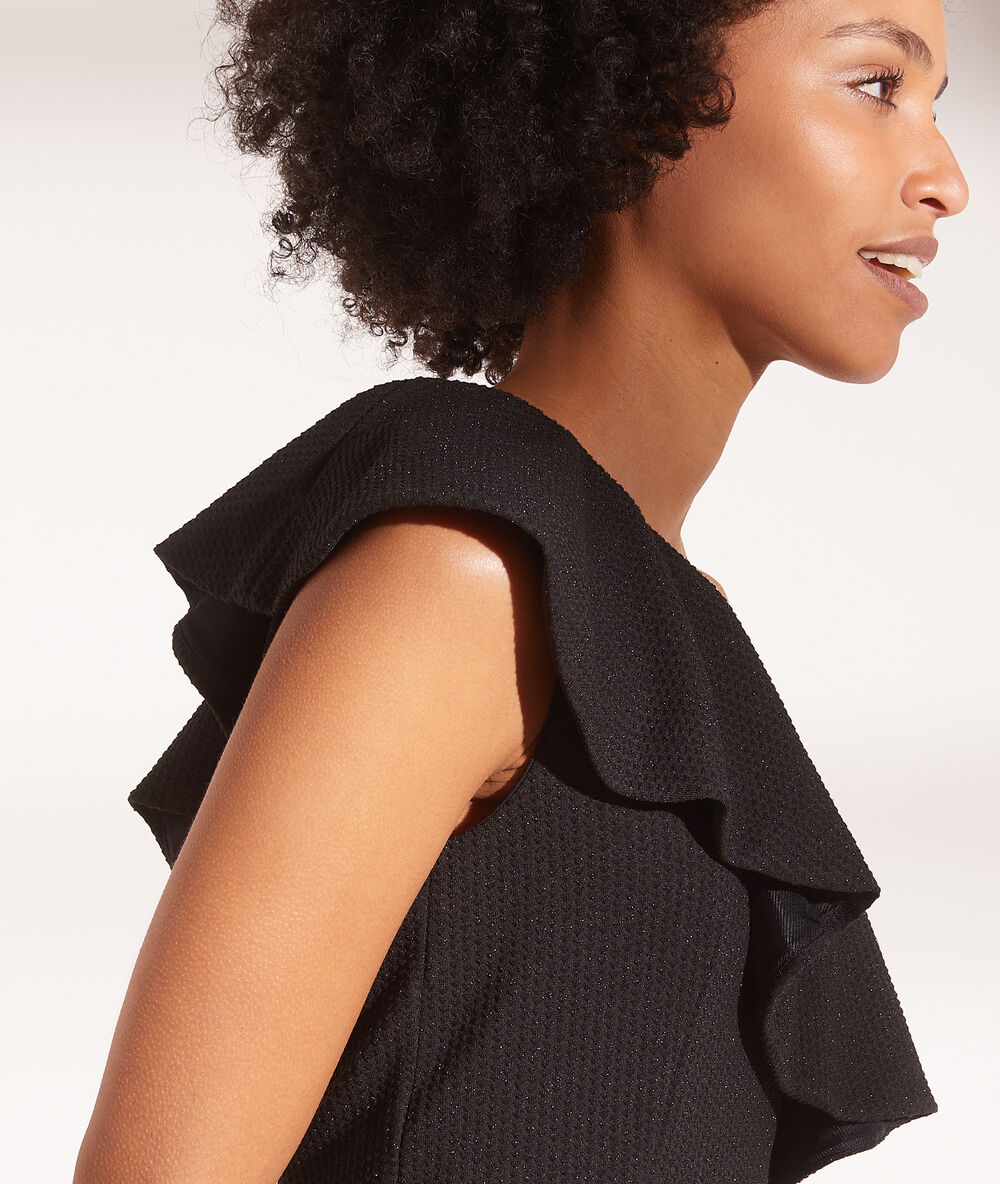 Robe pailletée 2 en 1 - brassière intégrée noir.