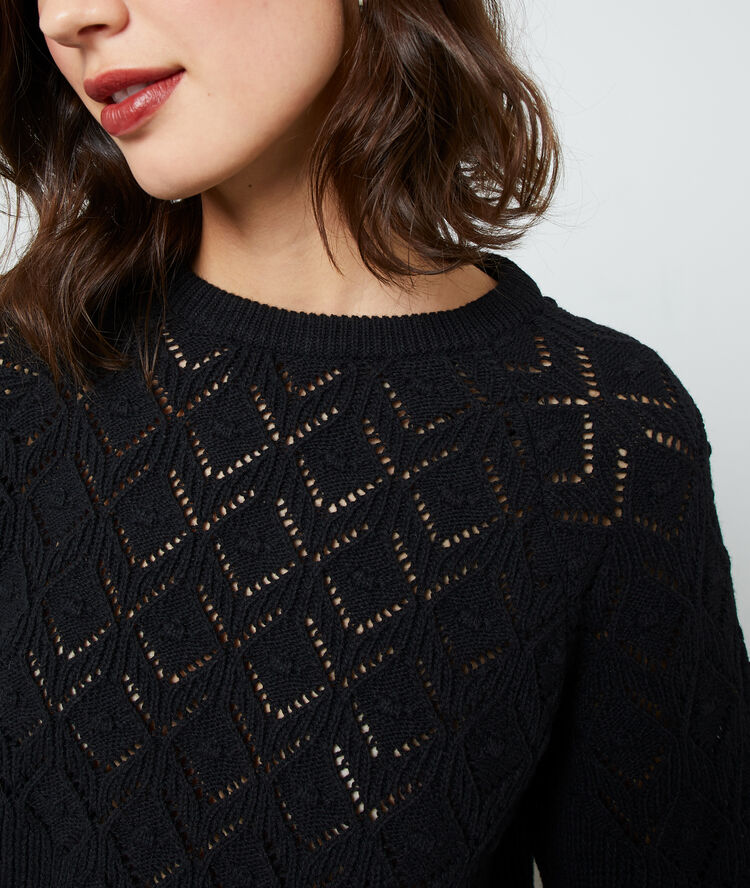 Pull en maille pointelle noir.
