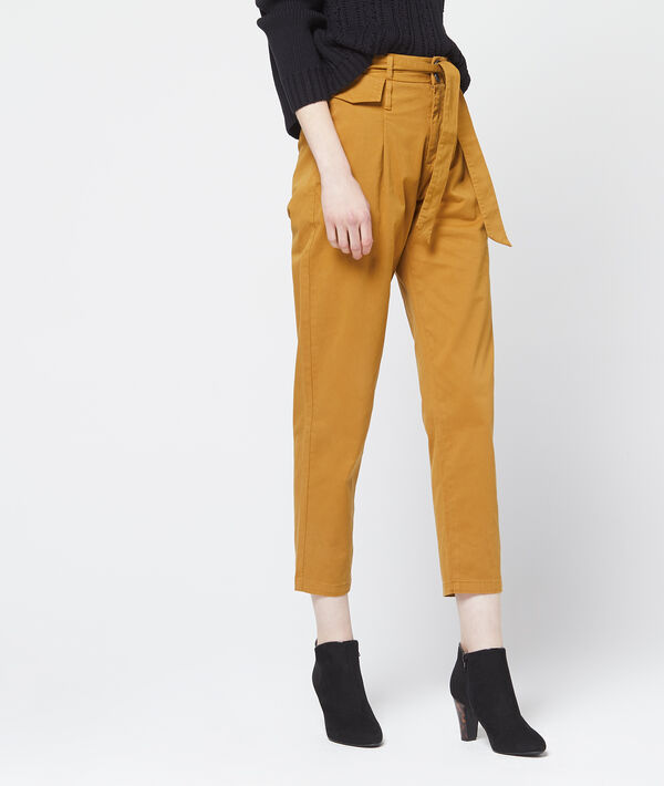 Pantalon carotte à nouer en coton Pantalon carotte à nouer en coton