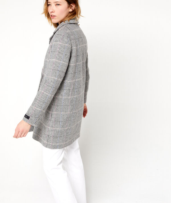 Manteau masculin à rayures gris chine clair.
