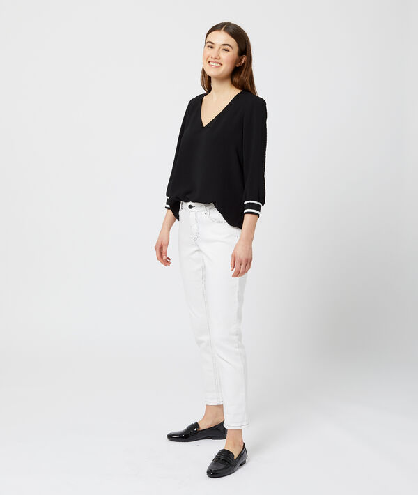 Blouse à bandes contrastées Blouse à bandes contrastées