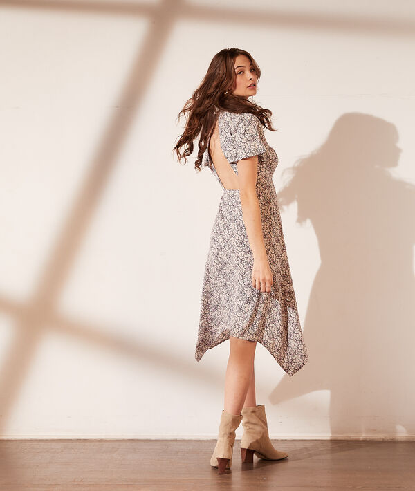 Robe midi dos ouvert motif fleuri Robe midi dos ouvert motif fleuri