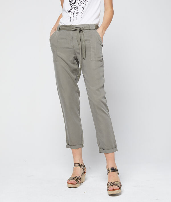 Pantalon carotte ceinturé en tencel® Pantalon carotte ceinturé en tencel®
