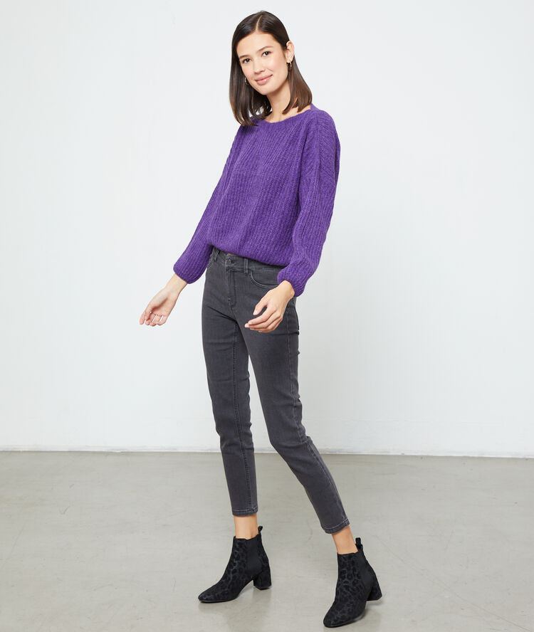 Pull italien en grosse maille violet.