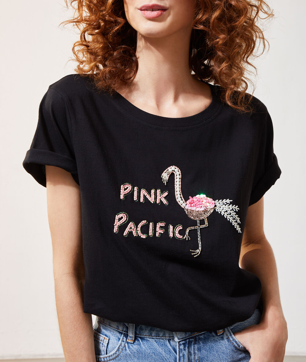 T-shirt "pink pacific" noir.