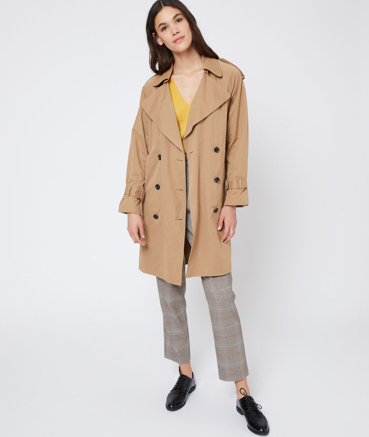 Trench ceinturé beige rose.