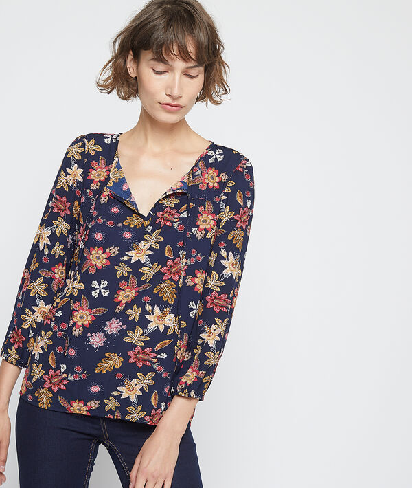Blouse à imprimé floral marine.
