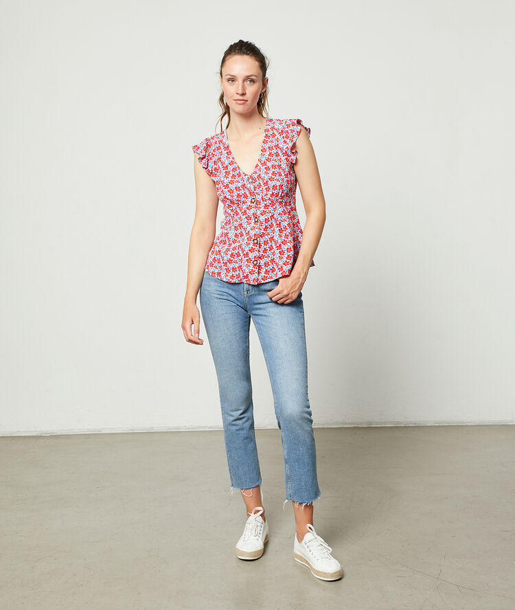 Blouse imprimé fleuri geranium.