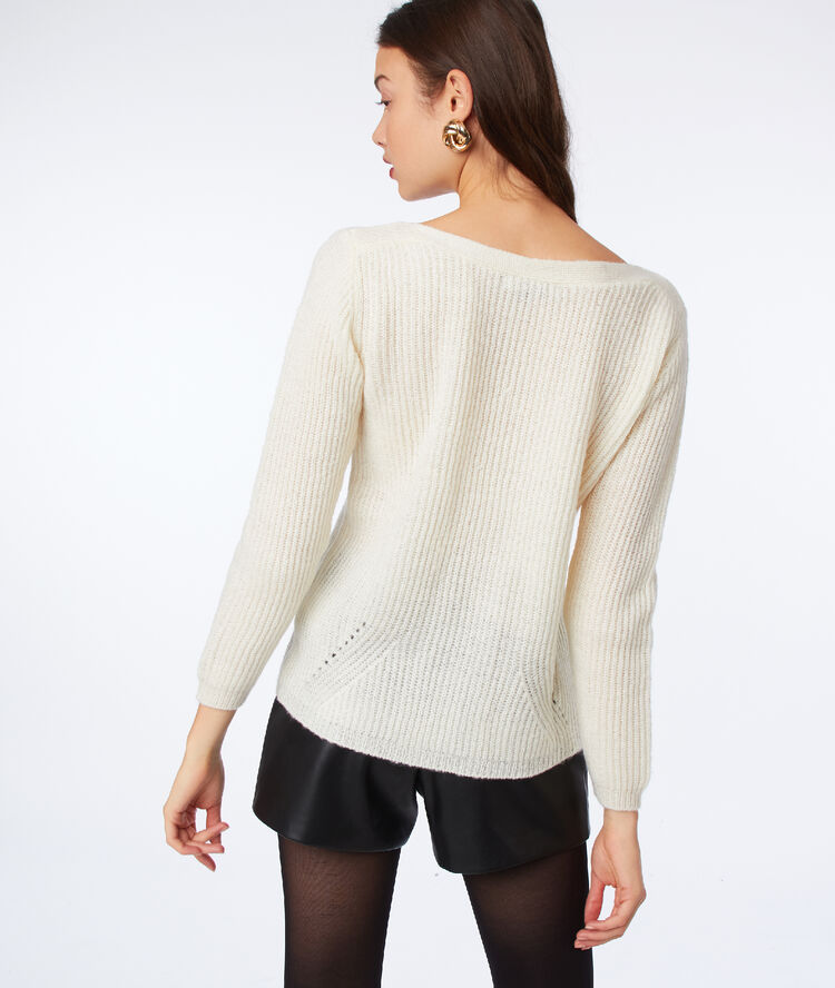 Pull en grosse maille ecru.