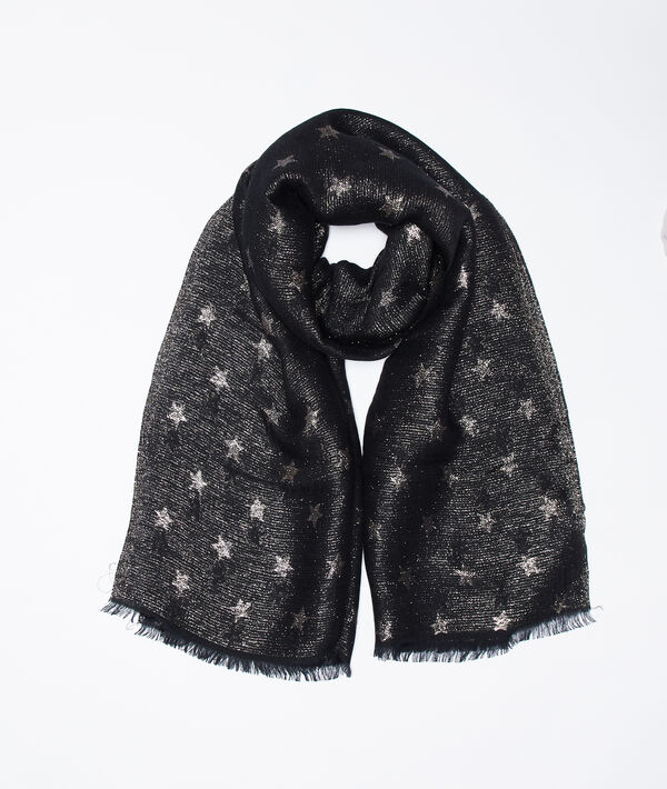 Foulard imprimé étoiles noir.