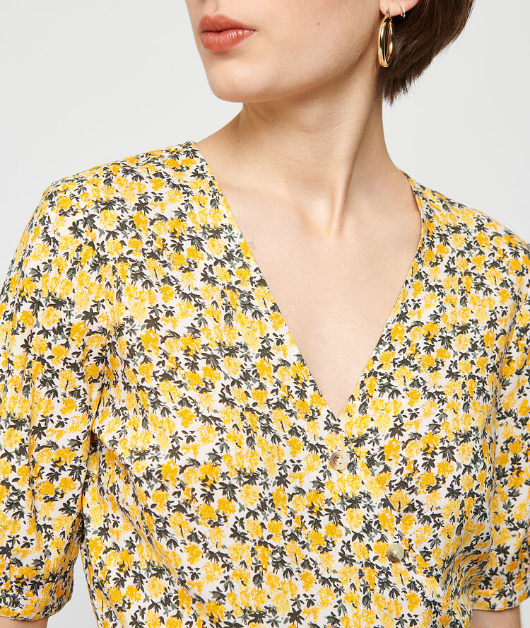 Blouse cache-coeur ecru.