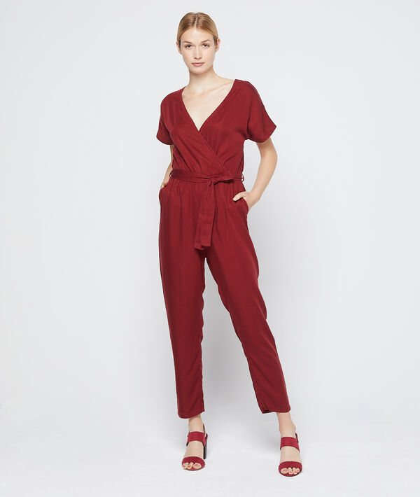 Combinaison cache-coeur en tencel® grenat.