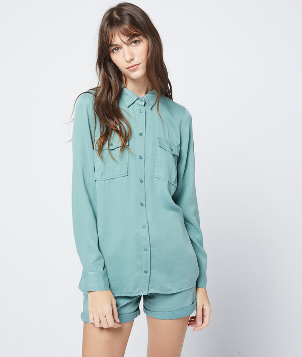 Chemise à liseré en tencel® amande.