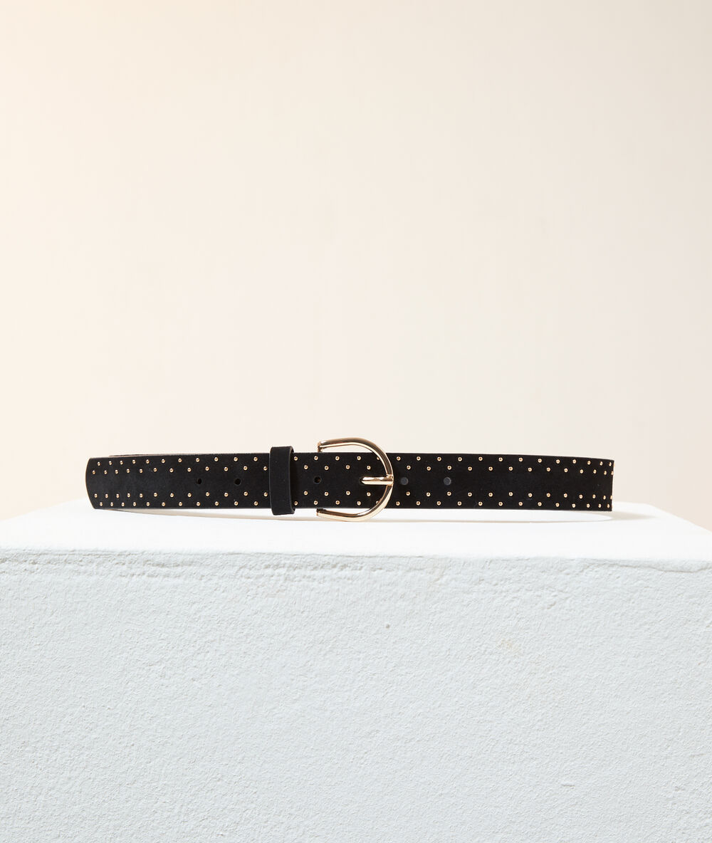 Ceinture en croûte de cuir noir.