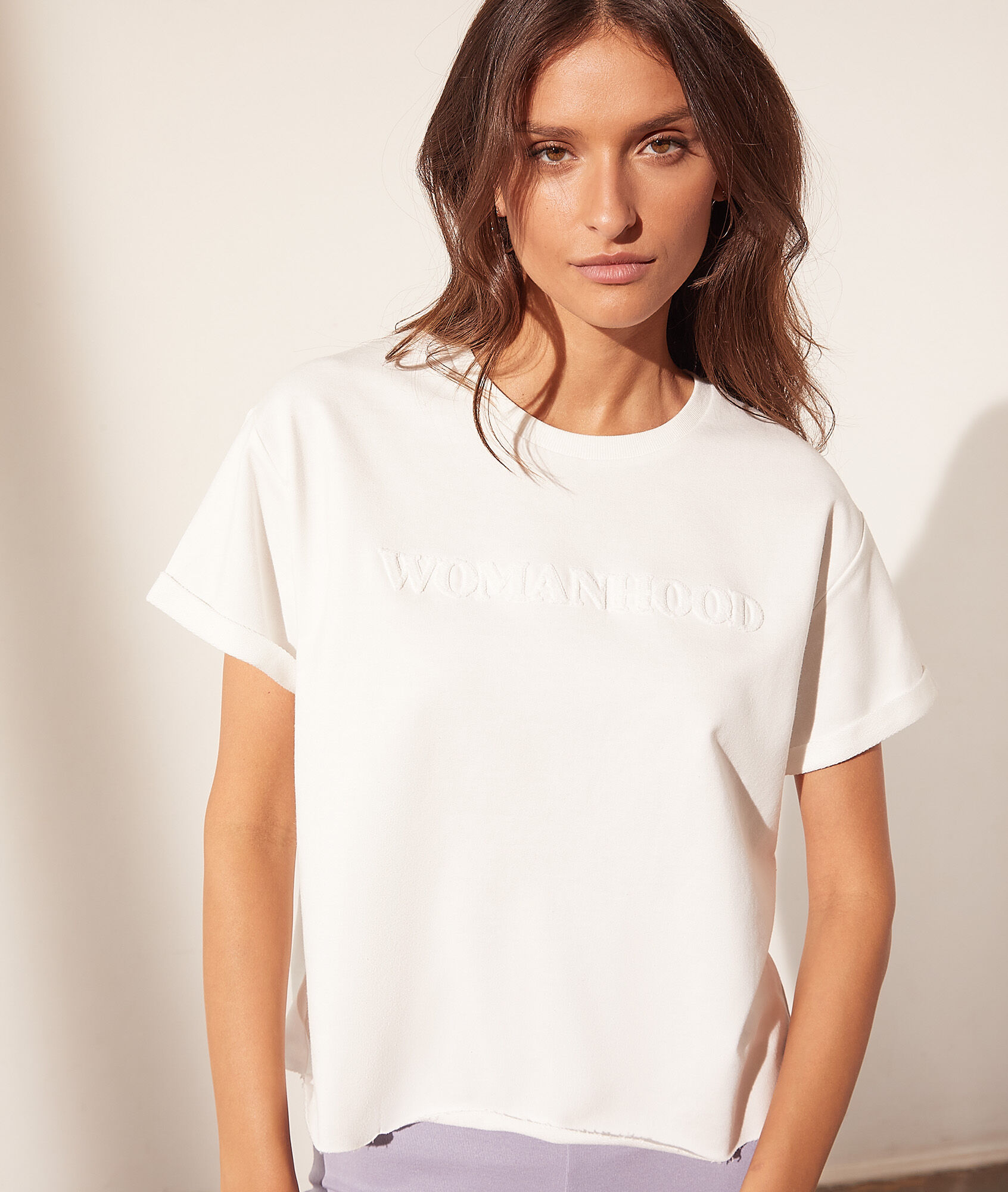 T-shirt col rond 'womanhood' - Womanhood - XS - Blanc - Femme - Etam