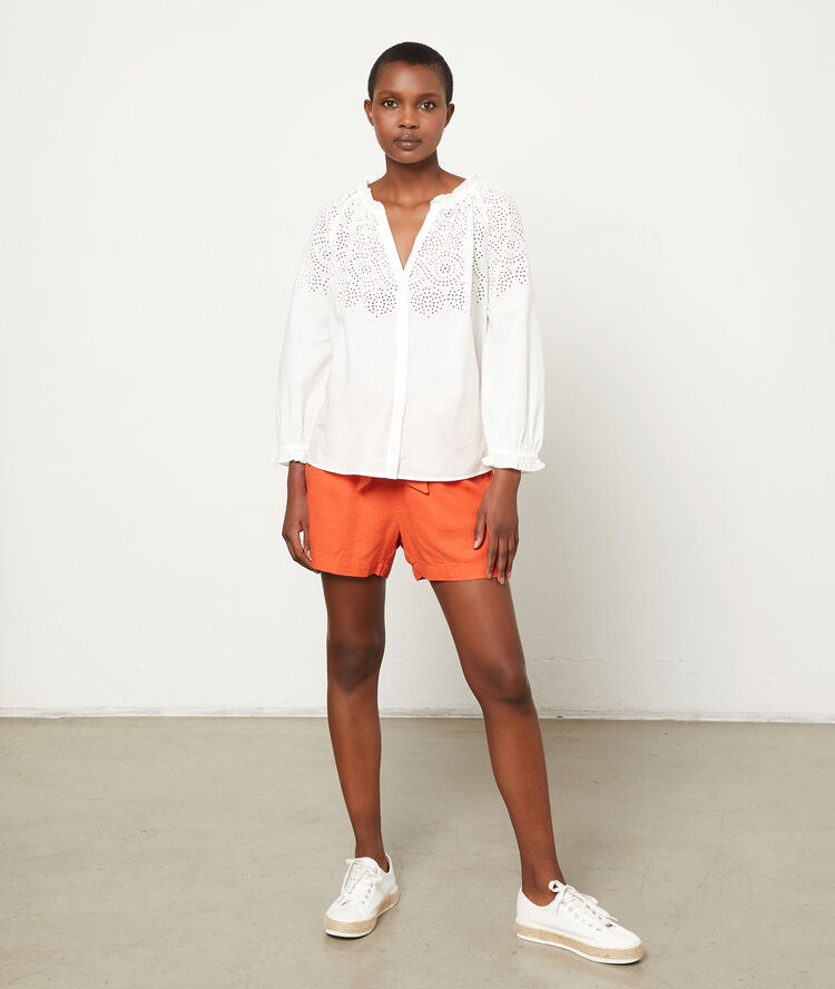 Blouse détails guipure ecru.