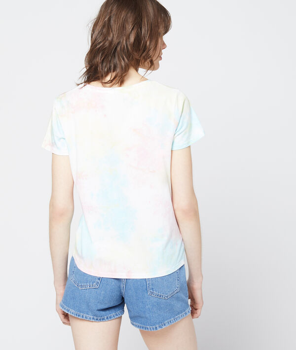 T-shirt brodé "Happy" tie and dye T-shirt brodé "Happy" tie and dye