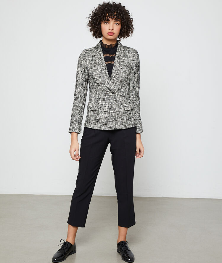 Veste de tailleur effet tweed noir.