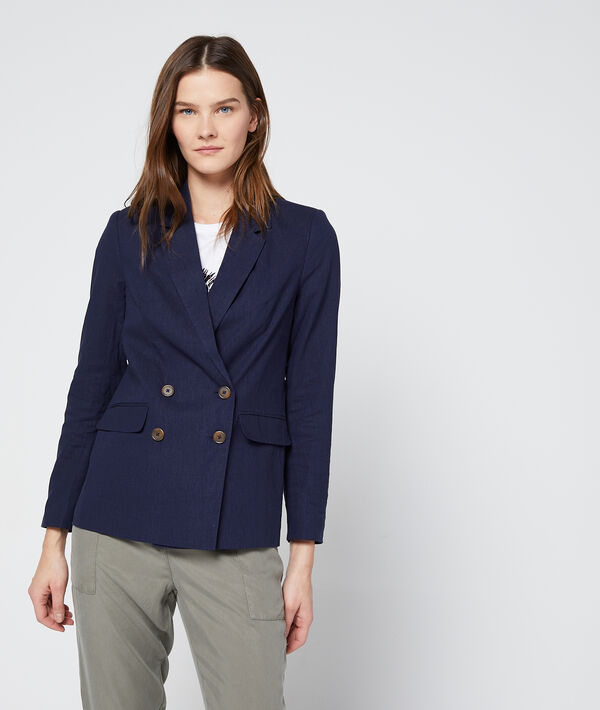 Veste de tailleur marine.