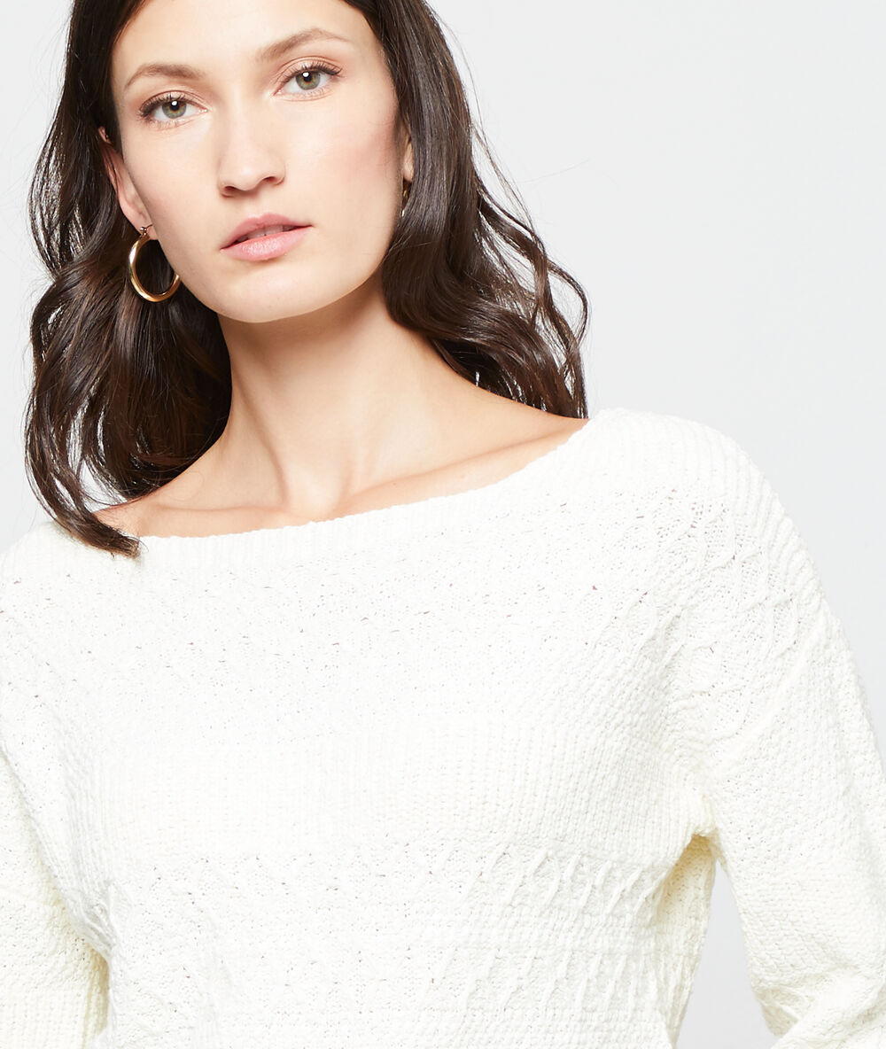 Pull en maille tricot ecru.