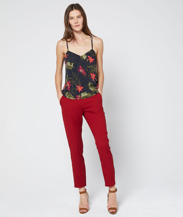 Pantalon carotte ceinturé sienne.
