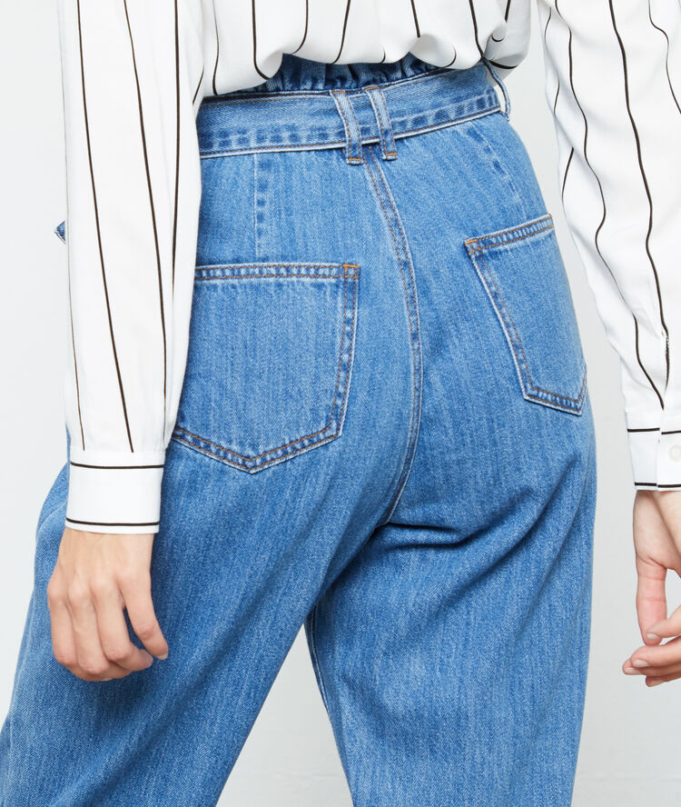 Jean paperbag en coton stone.