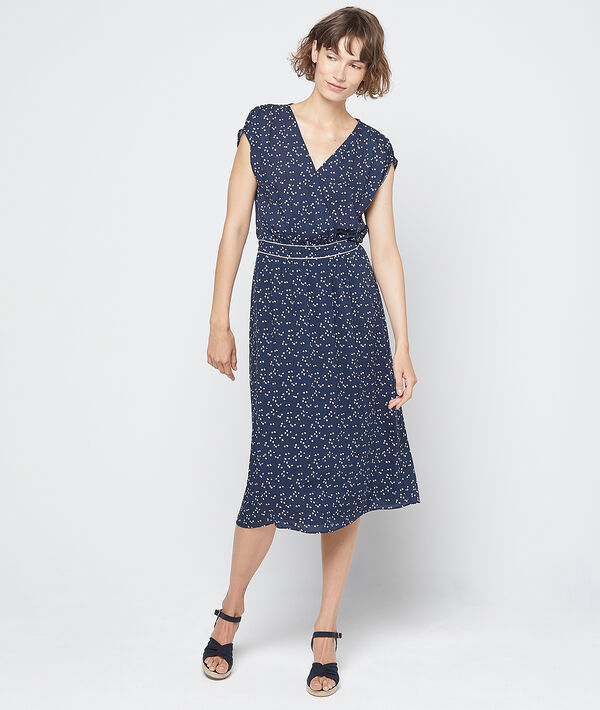 Robe longue cache-coeur marine.