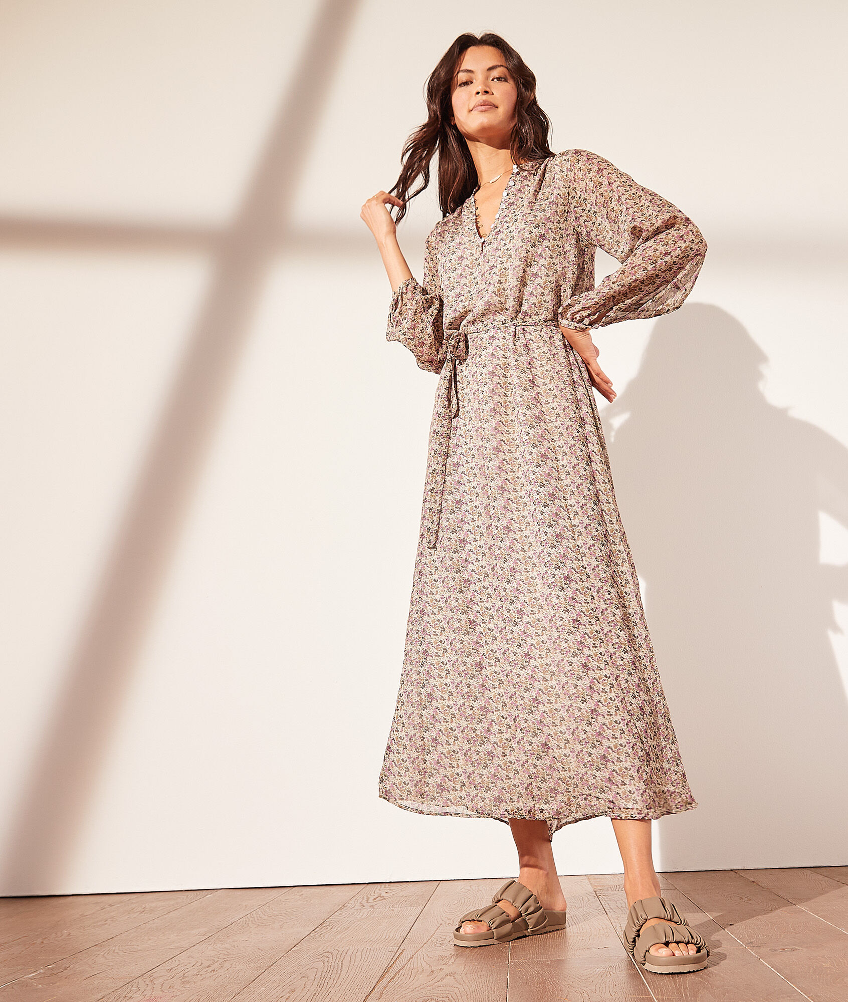 Robe longue imprimée - Blossom - 34 - Vert - Femme - Etam