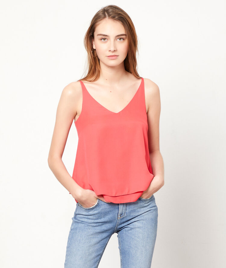Top fluide doublé corail.