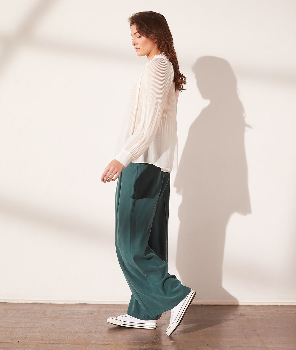 Pantalon large vert sapin.