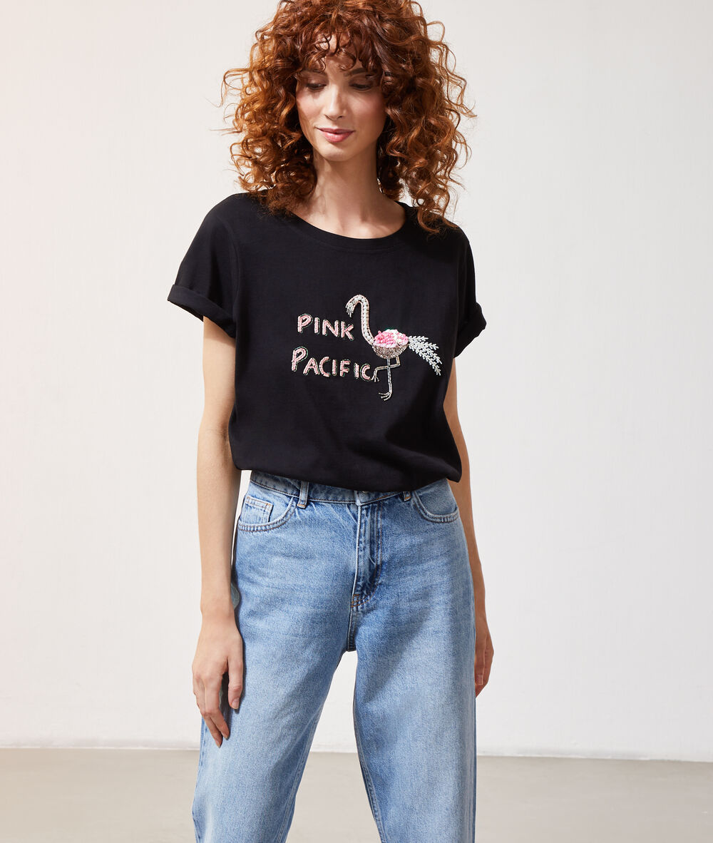 T-shirt "pink pacific" noir.