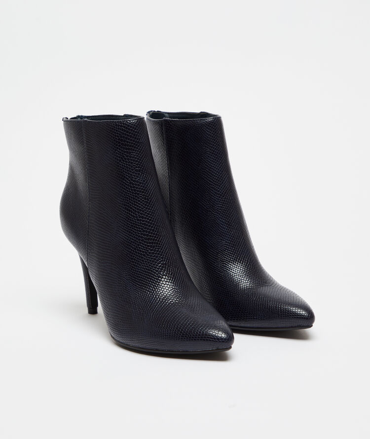Bottines à talons effet serpent marine.