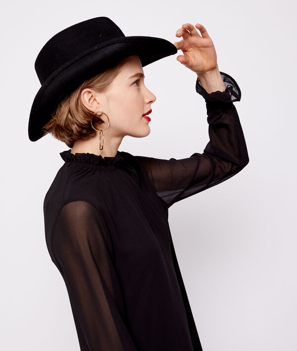 Robe col montant manches transparentes Robe col montant manches transparentes