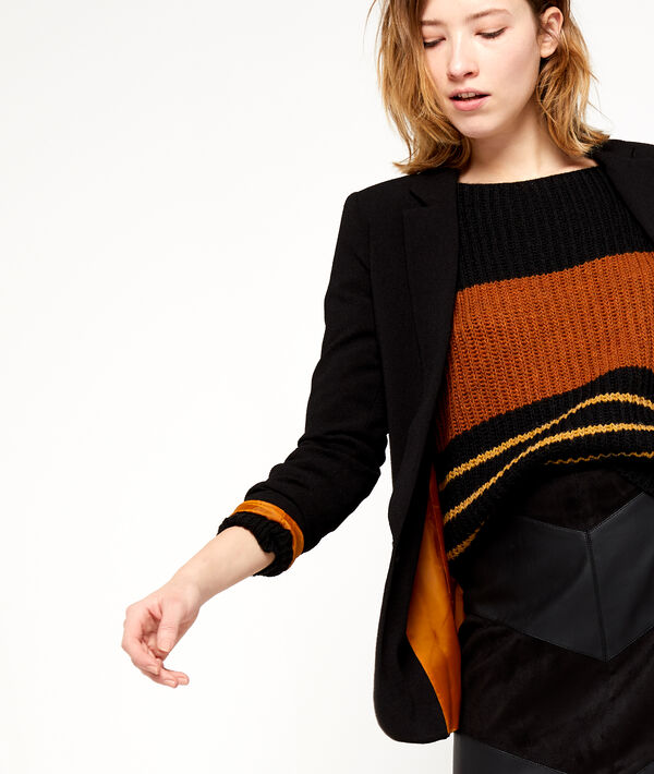 Veste de tailleur doublure colorée noir.