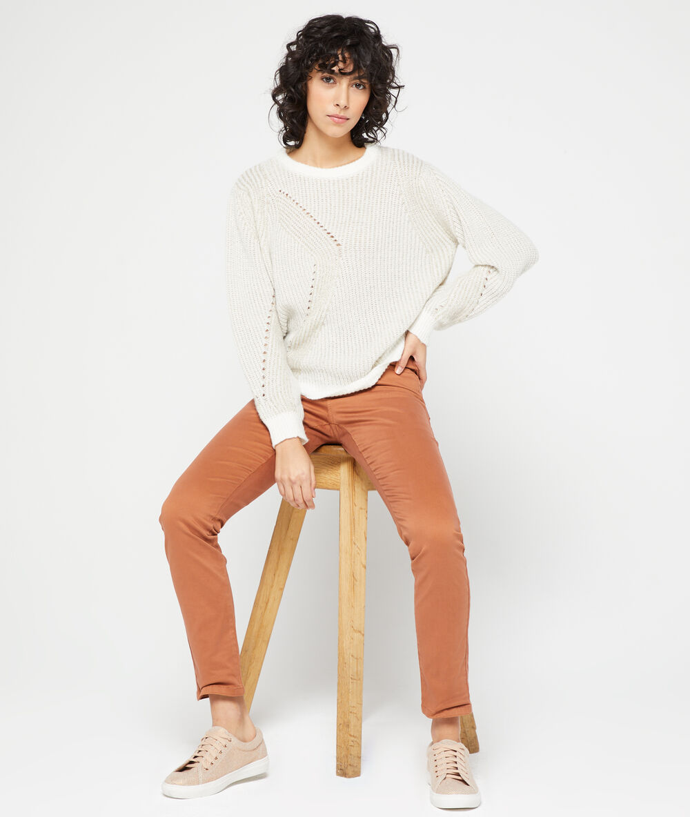 Pantalon slim en coton terre.