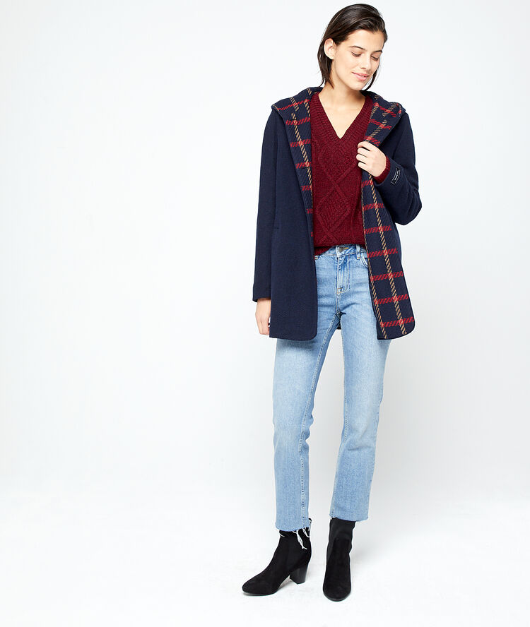 Manteau à capuche marine.