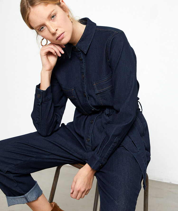 Combinaison bleu de travail en jean stone.