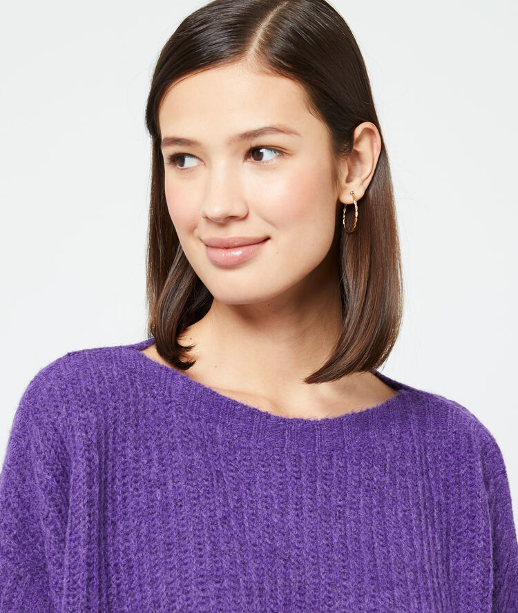 Pull italien en grosse maille violet.