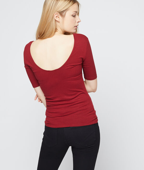 T-shirt côtelé dos décolleté T-shirt côtelé dos décolleté